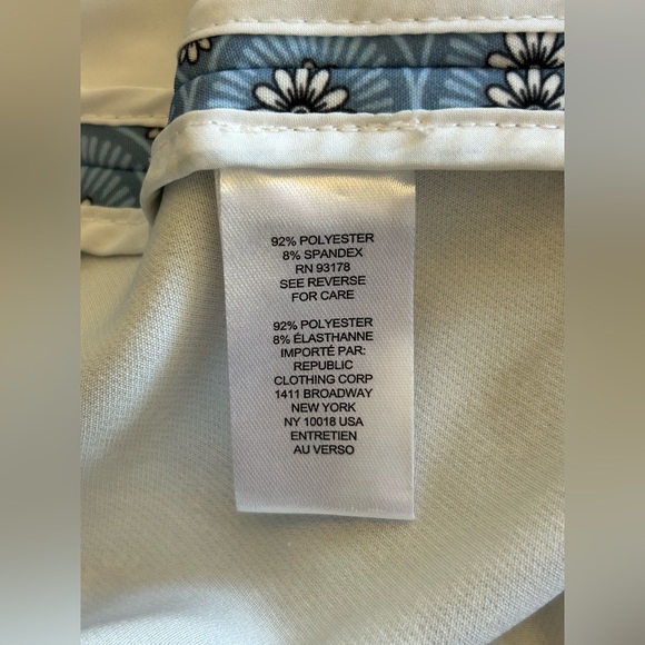 Elie Tahari Blue Printed Stretch Pants Straight Leg Size 8 - Picture 9 of 10